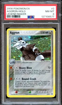 PSA 8 Aggron 2/92 EX Legend Maker Pokemon Card Holo NEAR MINT - Image 1