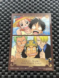 【One Pie Card】2002 Amada Gold Foil Promo Luffy Nami Zoro Sanji Usopp - Image 4