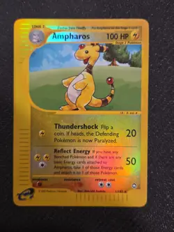 AMPHAROS #1/147 Holo Reverse Eng Aquapolis E-Series 2002 - Pokemon Rare Card MP - Image 2