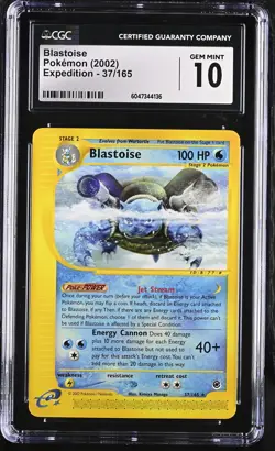CGC 10 GEM MINT Blastoise 2002 Expedition 37/165 Pokemon Card - Image 1