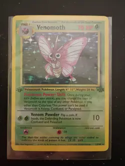 1999 Pokemon Venomoth Holo Rare 1st Edition Jungle 13/64 MP-LP Card - Image 1