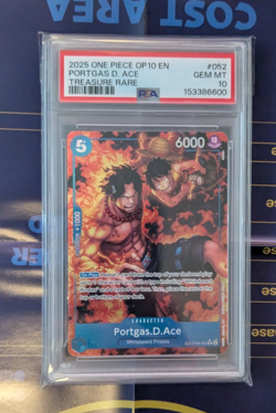 2025 ONE PIECE OP10-ROYAL BLOOD TREASURE RARE #052 PORTGAS D. ACE PSA 10 - Image 1