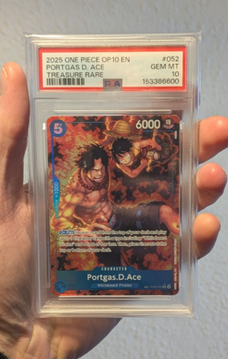 2025 ONE PIECE OP10-ROYAL BLOOD TREASURE RARE #052 PORTGAS D. ACE PSA 10 - Image 2
