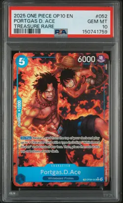 2025 ONE PIECE OP10-ROYAL BLOOD TREASURE RARE #052 PORTGAS D. ACE PSA 10 - Image 1