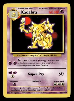 Kadabra 32/102 Uncommon Base Set Unlimited Pokemon Card - Image 2