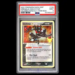 Pokemon Card PSA 9 Greninja Gold Star SWSH144 Celebrations ETB Shiny Promo 2021 - Image 1
