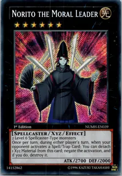 Yugioh Norito the Moral Leader NUMH-EN039 1st Edition Secret Rare NM - Image 1