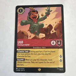 Lilo Causing an Uproar Lorcana Reign of Jafar Cold Foil Legendary Card 137/204 - Image 1