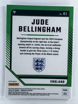 JUDE BELLINGHAM 2024-25 Donruss #61 OPTIC HOLO PRIZM England - Image 2