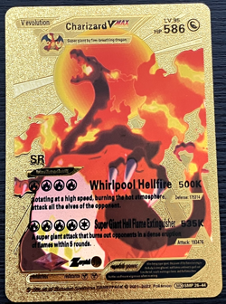 Charizard Vmax V Evolution Premium Gold Foil Fan Art Vinyl Textured Pokemon Card - Image 1