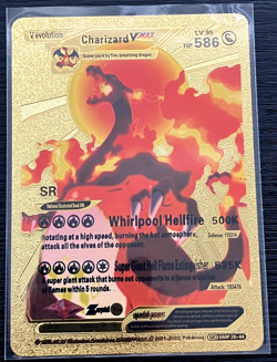 Charizard Vmax V Evolution Premium Gold Foil Fan Art Vinyl Textured Pokemon Card - Image 4