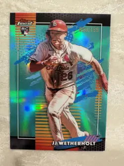2026 Topps Finest JJ Wetherholt Cardinals Aqua Uncommon /150 RC with Bonus Card - Image 2