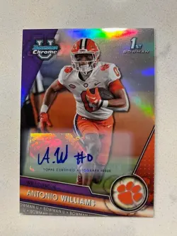 ANTONIO WILLIAMS 2023 Bowman University 1st Chrome Refractor AUTO #'d /499 - Image 1