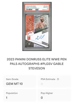 PSA 10 Gable Steveson 2023 Elite WWE Pen Pals Auto NFL UFC OLYMPIC GOLD POP 1 - Image 3