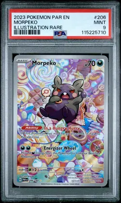 2023 POKEMON PAR EN-PARADOX RIFT ILLUSTRATION RARE #206 MORPEKO PSA 9 - Image 1