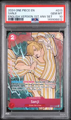 2024 ONE PIECE ENGLISH VERSION 1ST ANNIVERSARY SET #013 SANJI PSA 10 - Image 1