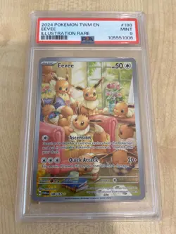 Pokemon Eevee - Holo SV06 Twilight Masquerade Illustration Rare 188/167 PSA 9 - Image 1
