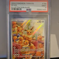 Pokemon Eevee 188/167 Sv06 Twilight Masquerade Illustration Rare Holo PSA 9 - Image 1