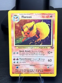 Pokemon TCG Flareon Jungle Holo Rare Card 3/64 LP Condition - Image 1