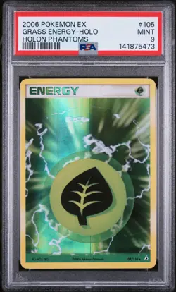 2006 POKEMON EX HOLON PHANTOMS #105 GRASS ENERGY-HOLO PSA 9 - Image 1