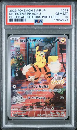 2023 POKEMON JAPANESE SV-P PROMO #098 DETECTIVE PIKACHU PSA 10 - Image 1