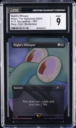 2025 MAGIC: THE GATHERING SLD: SPONGEBOB #1937 NIGHT'S WHISPER CGC 9 - Image 1