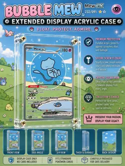 Bubble Mew Mew ex Extended Art Acrylic Display Case Custom Pokemon Card Frame - Image 1