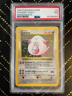 1999 Pokemon Game Chansey HOLO Shadowless PSA 7 - Image 1