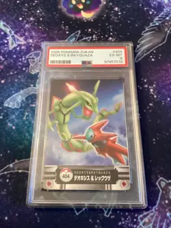 Japanese Pokemon 2005 Bandai Zukan RAYQUAZA & DEOXYS #404 - PSA 6 - Image 1