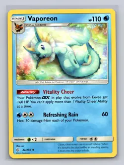 Vaporeon 42/236 Uncommon Cosmic Eclipse Pokemon Lightly Played - Image 1