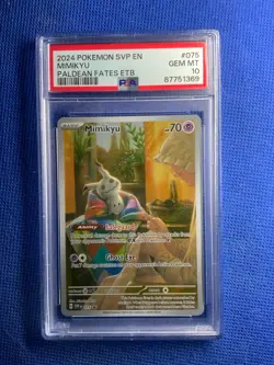 2024 Pokemon SVP EN Paldean Fates ETB #075 Mimikyu PSA 10 GEM MINT - Image 1