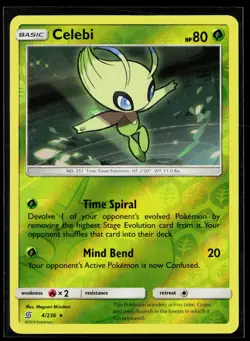Celebi 4/236 Rare Reverse Holo Unified Minds Pokemon LP - Image 1