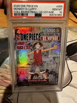 2026 ONE PIECE COLLEGE BASKETBALL: US VOYAGE PROMOS #055 MONKEY D. LUFFY PSA 10 - Image 1