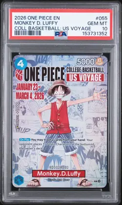 2026 ONE PIECE COLLEGE BASKETBALL: US VOYAGE PROMOS #055 MONKEY D. LUFFY PSA 10 - Image 2