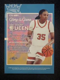Madison Booker Auto 2025 Leaf Glory Of The Game Court Queens /40 - Image 3