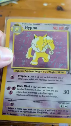 Pokemon TCG WOTC Fossil Hypno 8/62 Holo Rare 90 HP English Unlimited 1999 - Image 3