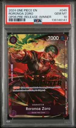 Roronoa Zoro (OP-06 Pre-Release Tournament) [Winner] P-045 One Piece PSA 10 - Image 1