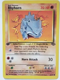 1ST EDITION Rhyhorn 61/64 VLP/NM - 1999 Jungle Pokemon Card - Mitsuhiro Arita - Image 1