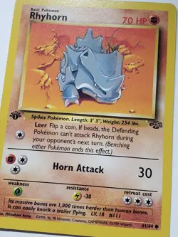 1ST EDITION Rhyhorn 61/64 VLP/NM - 1999 Jungle Pokemon Card - Mitsuhiro Arita - Image 2