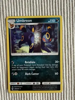 Pokemon TCG Sun & Moon Lost Thunder Umbreon Card 120/214 NM-MT Condition - Image 1