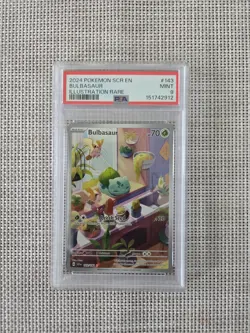 Pokemon TCG Bulbasaur Stellar Crown Illustration Rare Holo Card 143/142 PSA 9 - Image 1