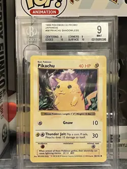 1999 Pokemon CD Promo Pikachu Shadowless Base Set 58/102 CGC 9 Mint Japanese - Image 1