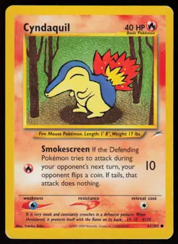 Cyndaquil 61/105 Common Neo Destiny Pokemon Unlimited Damaged - Image 1