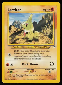 Larvitar 70/105 Common Neo Destiny Pokemon Unlimited Damaged - Image 1
