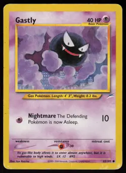 Gastly 65/105 Common Neo Destiny Pokemon Unlimited Damaged - Image 1