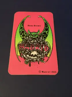 Vintage Beau Brown Bat Skulls Madrid Deck Sticker Skateboard Skate 80s - Image 1