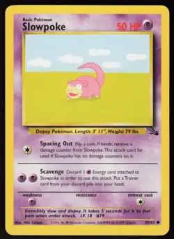 Slowpoke 55/62 Common Fossil Pokemon Unlimited Damaged - Image 1