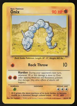 Onix 56/102 Common Base Set Unlimited Pokemon Damaged - Image 1