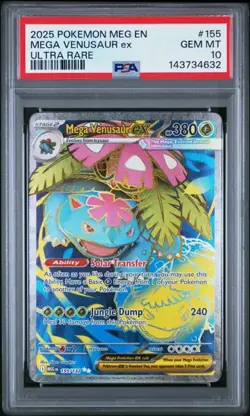 2025 Pokemon Mega Evolution #155 Mega Venusaur Ex Ultra Rare PSA 10 - Image 1