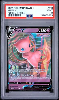 2021 POKEMON SWORD & SHIELD FUSION STRIKE #113 MEW V PSA 9 - Image 1